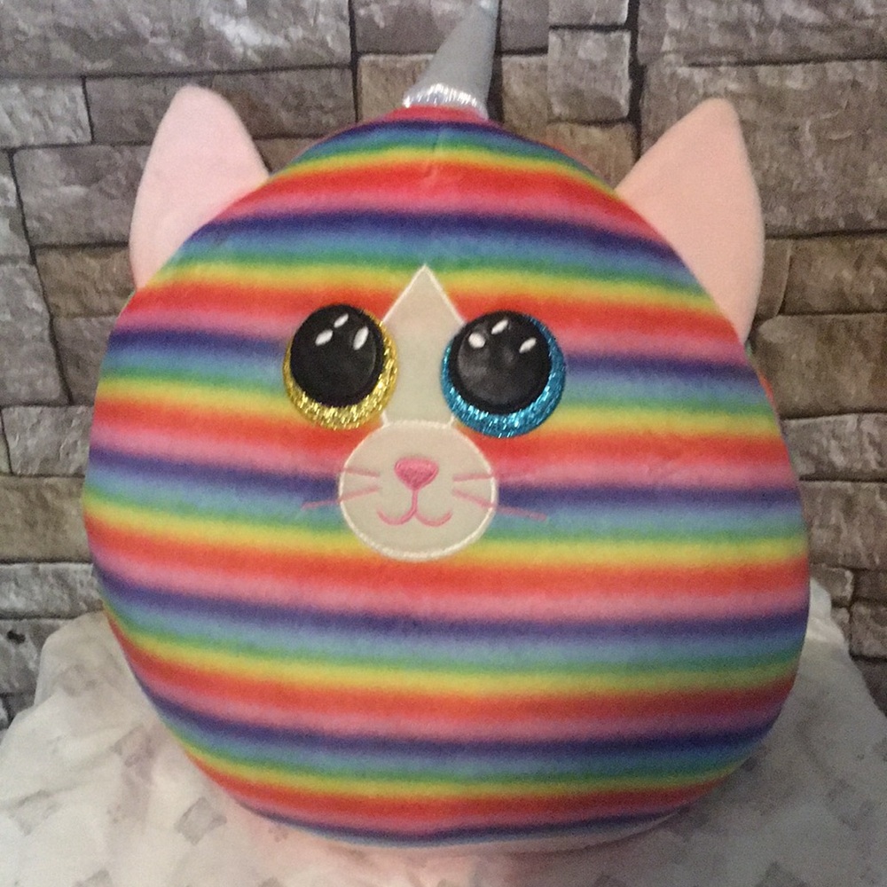 TY Rainbow Striped Cat Plush Toy -Heather